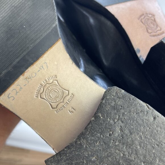 Simard Black Leather Penny Loafers Heels Women Sz 41 Made In Italy Preppy Casual - Picture 9 of 11